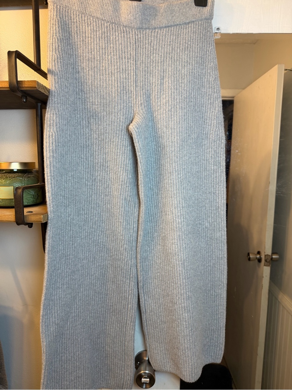 GAP Light Gray Ribbed Wide-Leg Pants